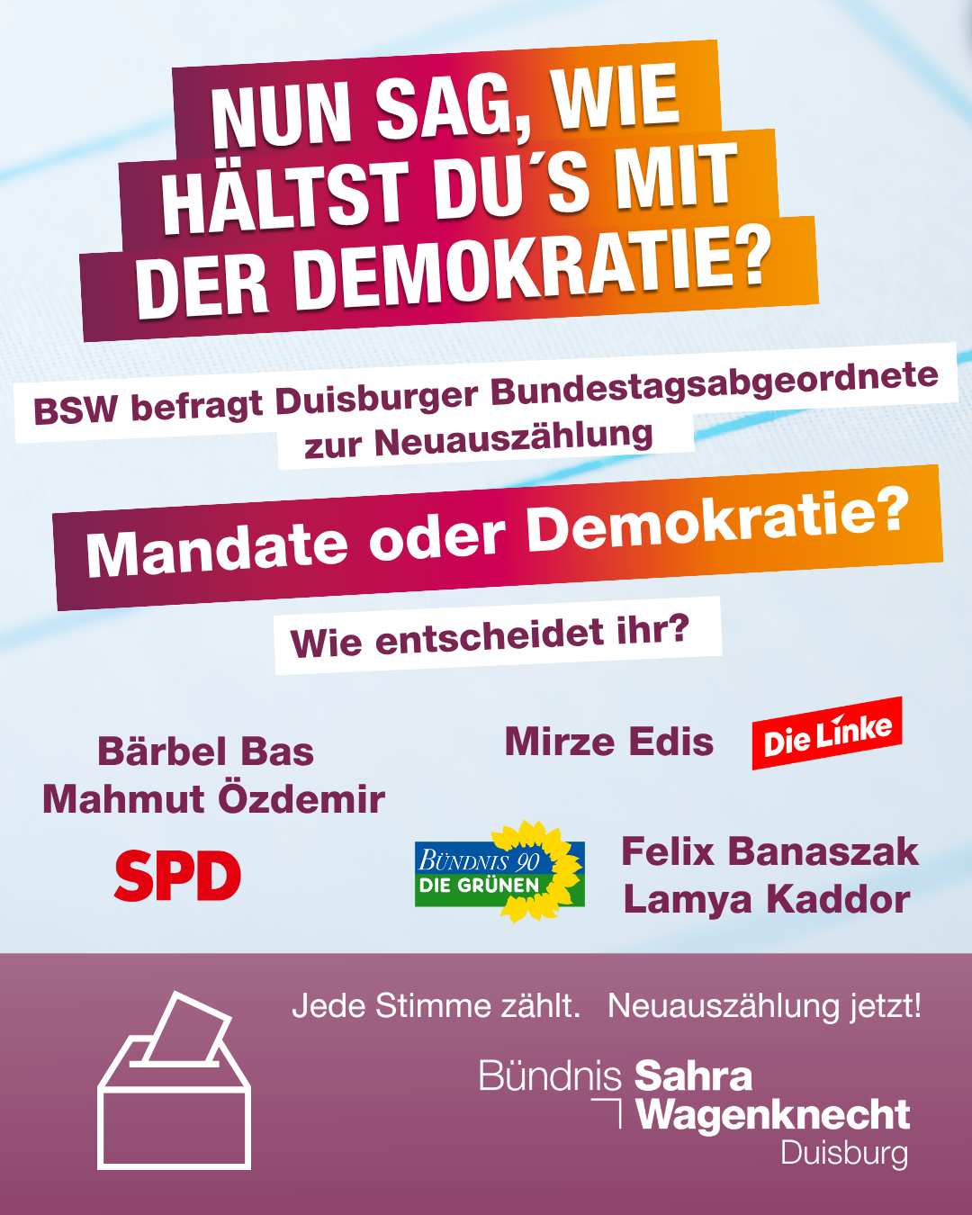 Nun sag, wie hältst du’s mit der Demokratie?